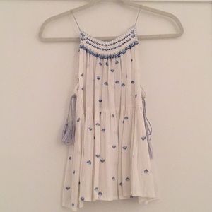 Aqua embroidered tank